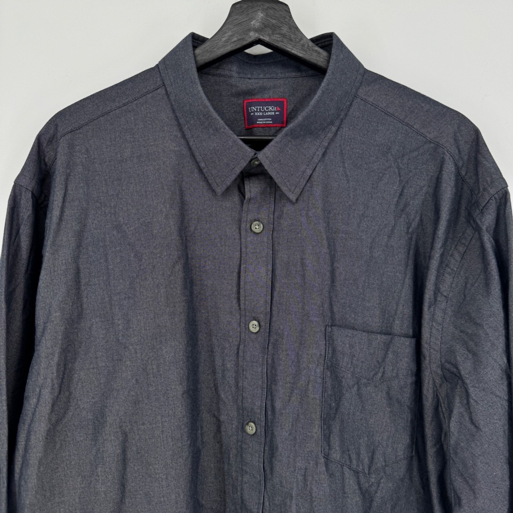 UNTUCKit Men's 3XL Dark Gray 100% Cotton Long Sleeve Button Down Dress Shirt